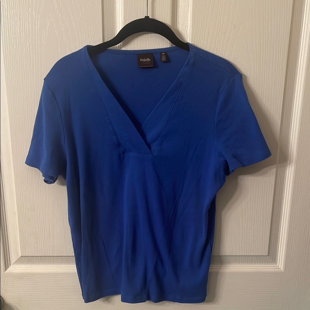 Blue V-Neck Women's Top